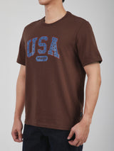 เสื้อยืดแขนสั้นผู้ชาย ทรงตรง สีน้ำตาล