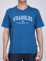 เสื้อยืดแขนสั้นผู้ชาย ทรงตรง สีฟ้า