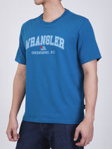 เสื้อยืดแขนสั้นผู้ชาย ทรงตรง สีฟ้า