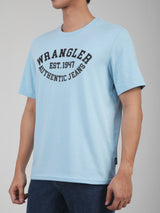 เสื้อยืดแขนสั้นผู้ชาย ทรงตรง สีฟ้า