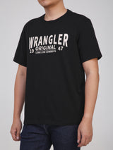 เสื้อยืดแขนสั้นผู้ชาย ทรงตรง สีดำ