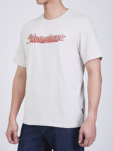 เสื้อยืดแขนสั้นผู้ชาย ทรงตรง สีเบจ