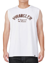 เสื้อยืดแขนกุดผู้ชาย ทรงตรง สีขาว