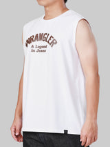 เสื้อยืดแขนกุดผู้ชาย ทรงตรง สีขาว