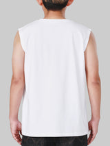 เสื้อยืดแขนกุดผู้ชาย ทรงตรง สีขาว