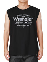 เสื้อยืดแขนกุดผู้ชาย ทรงตรง สีดำ