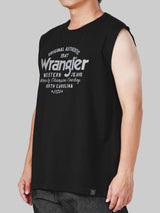 เสื้อยืดแขนกุดผู้ชาย ทรงตรง สีดำ