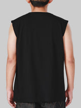 เสื้อยืดแขนกุดผู้ชาย ทรงตรง สีดำ