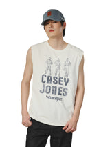 เสื้อยืดแขนกุดผู้ชาย คอลเลคชั่น CASEY JONES ทรงตรง สีครีม