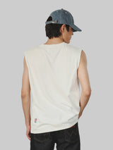 เสื้อยืดแขนกุดผู้ชาย คอลเลคชั่น CASEY JONES ทรงตรง สีครีม