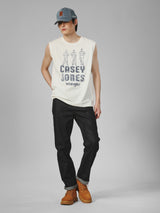 เสื้อยืดแขนกุดผู้ชาย คอลเลคชั่น CASEY JONES ทรงตรง สีครีม