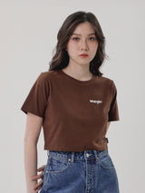 เสื้อยืดแขนสั้นผู้หญิง คอลเลคชั่น EVERYDAY WITH WRANGLER CROPPED FIT สีน้ำตาล