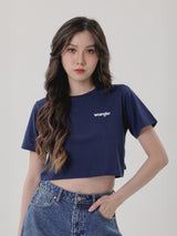 เสื้อยืดแขนสั้นผู้หญิง คอลเลคชั่น EVERYDAY WITH WRANGLER CROPPED FIT สีกรมท่า