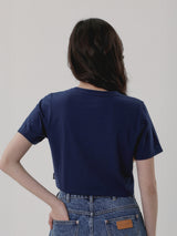 เสื้อยืดแขนสั้นผู้หญิง คอลเลคชั่น EVERYDAY WITH WRANGLER CROPPED FIT สีกรมท่า