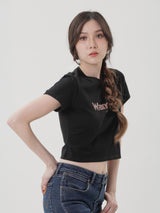 เสื้อยืดแขนสั้นผู้หญิง คอลเลคชั่น EVERYDAY WITH WRANGLER SLIM FIT สีดำ