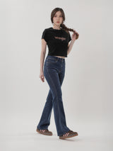 เสื้อยืดแขนสั้นผู้หญิง คอลเลคชั่น EVERYDAY WITH WRANGLER SLIM FIT สีดำ