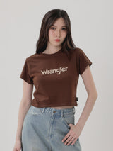 เสื้อยืดแขนสั้นผู้หญิง คอลเลคชั่น EVERYDAY WITH WRANGLER SLIM FIT สีน้ำตาล