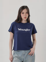 เสื้อยืดแขนสั้นผู้หญิง คอลเลคชั่น EVERYDAY WITH WRANGLER RELAXED FIT สีกรมท่า
