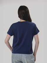 เสื้อยืดแขนสั้นผู้หญิง คอลเลคชั่น EVERYDAY WITH WRANGLER RELAXED FIT สีกรมท่า