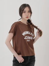 เสื้อยืดแขนสั้นผู้หญิง คอลเลคชั่น EVERYDAY WITH WRANGLER RELAXED FIT สีน้ำตาล