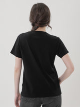 เสื้อยืดแขนสั้นผู้หญิง คอลเลคชั่น EVERYDAY WITH WRANGLER ทรงตรง สีดำ