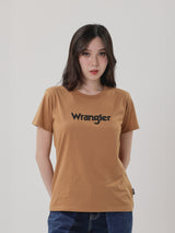 เสื้อยืดแขนสั้นผู้หญิง คอลเลคชั่น EVERYDAY WITH WRANGLER ทรงตรง สีเบจ