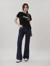 REGULAR FIT WOMEN'S SHORT SLEEVE T-SHIRT BLACK