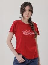 เสื้อยืดแขนสั้นผู้หญิง ทรงตรง สีแดง