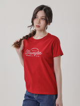 เสื้อยืดแขนสั้นผู้หญิง ทรงตรง สีแดง