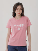 เสื้อยืดแขนสั้นผู้หญิง ทรงตรง สีชมพู