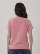 เสื้อยืดแขนสั้นผู้หญิง ทรงตรง สีชมพู