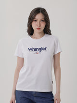 เสื้อยืดแขนสั้นผู้หญิง ทรงตรง สีขาว