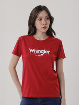 เสื้อยืดแขนสั้นผู้หญิง ทรงตรง สีแดง