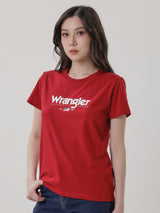 เสื้อยืดแขนสั้นผู้หญิง ทรงตรง สีแดง