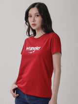 เสื้อยืดแขนสั้นผู้หญิง ทรงตรง สีแดง