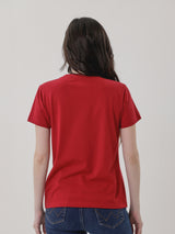 เสื้อยืดแขนสั้นผู้หญิง ทรงตรง สีแดง