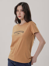 เสื้อยืดแขนสั้นผู้หญิง ทรงตรง สีน้ำตาล