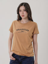 เสื้อยืดแขนสั้นผู้หญิง ทรงตรง สีน้ำตาล