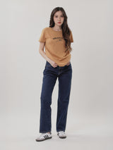 เสื้อยืดแขนสั้นผู้หญิง ทรงตรง สีน้ำตาล