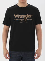 เสื้อยืดแขนสั้นผู้ชาย ทรงตรง สีดำ