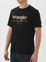 เสื้อยืดแขนสั้นผู้ชาย ทรงตรง สีดำ