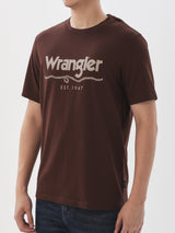 เสื้อยืดแขนสั้นผู้ชาย ทรงตรง สีน้ำตาล