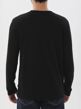 เสื้อยืดแขนยาวผู้ชาย ทรงตรง สีดำ