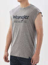 เสื้อยืดแขนกุดผู้ชาย ทรงตรง สีเทา