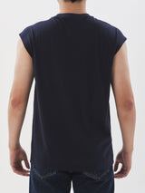 เสื้อยืดแขนกุดผู้ชาย ทรงตรง สีกรมท่า