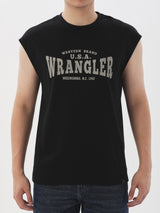 เสื้อยืดแขนกุดผู้ชาย ทรงตรง สีดำ