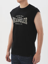 เสื้อยืดแขนกุดผู้ชาย ทรงตรง สีดำ