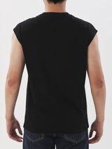 เสื้อยืดแขนกุดผู้ชาย ทรงตรง สีดำ