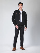 เสื้อแจ็คเก็ตผู้ชาย ทรงตรง สีดำ