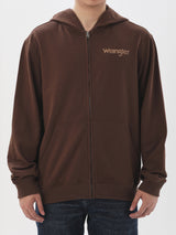 REGULAR FIT MEN'S ZIP UP HOODIE BROWN